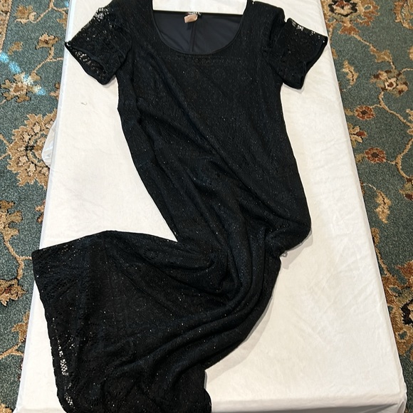 Helene Blake Short Sleeve Black Formal Dress Sz 16 Black lace w/lining Like new - Picture 7 of 8